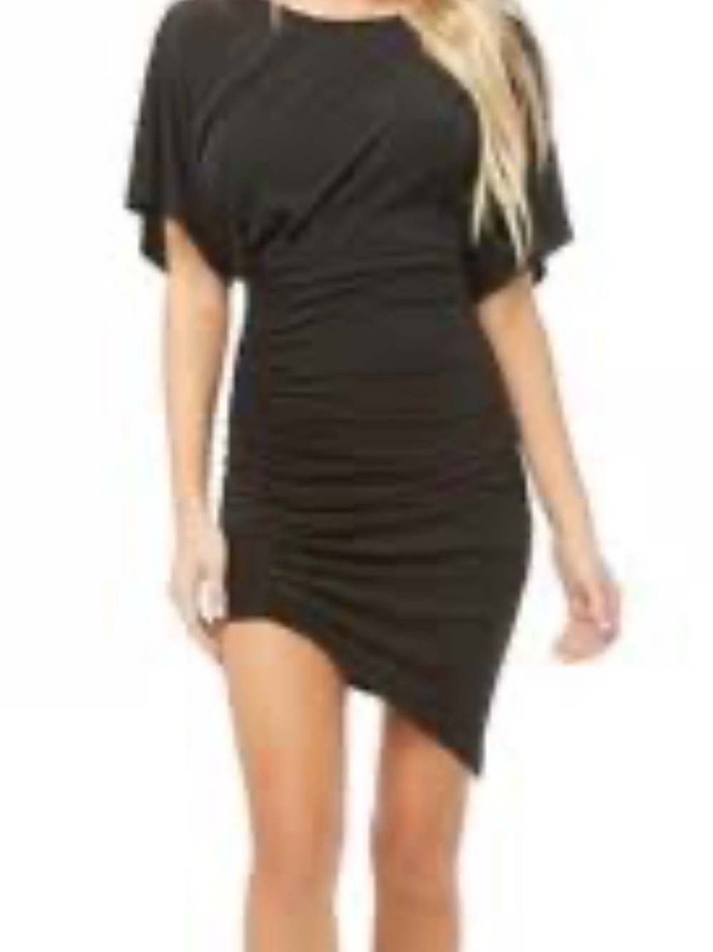 Forever 21 Black Asymmetrical Ruched Mini Dress